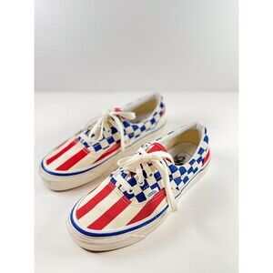 Vans Era 95 DX Adult Shoes Red Blue Stripe Check Sneakers Men 5 Women 6.5